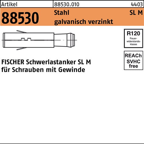 Schwerlastanker R 88530 SL M20 Stahl galvverz 5 Stück FISCHER - VPE: 5