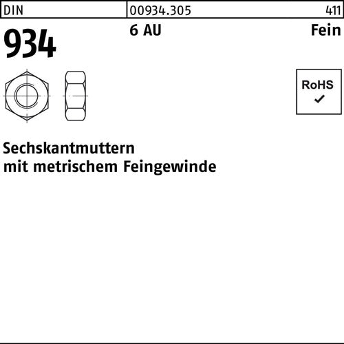 Sechskantmutter DIN 934 M 39 x 3 6 Automatenstahl 1 Stück