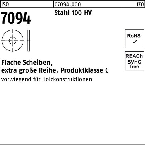 Unterlegscheibe ISO 7094 36 Stahl 100 HV 25 Stück - VPE: 25