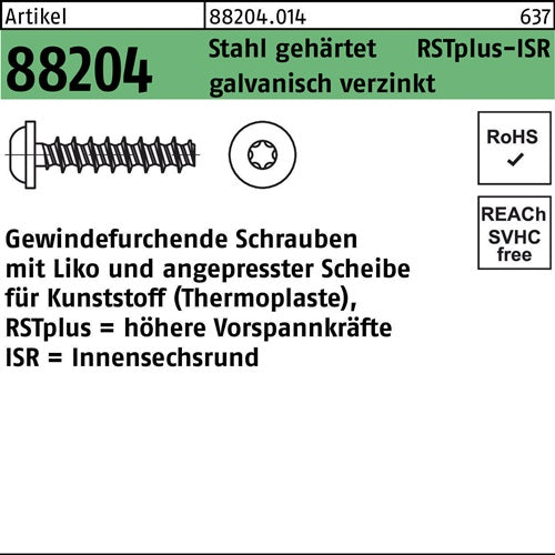 Gewindefurchendeschraube R 88204 Liko ISR 25x8-T8 Stahl gehgalvverz 1000St - VPE: 1000
