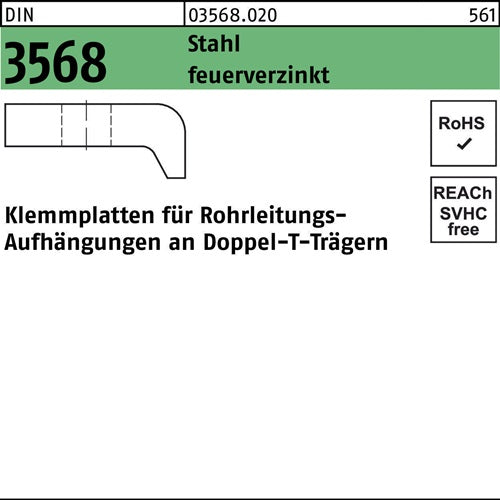 Klemmplatte DIN 3568 60 / 14 - M 16 Stahl feuerverzinkt 1 Stück