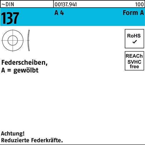 Federscheibe DIN 137 A 8 A 4 1000 Stück