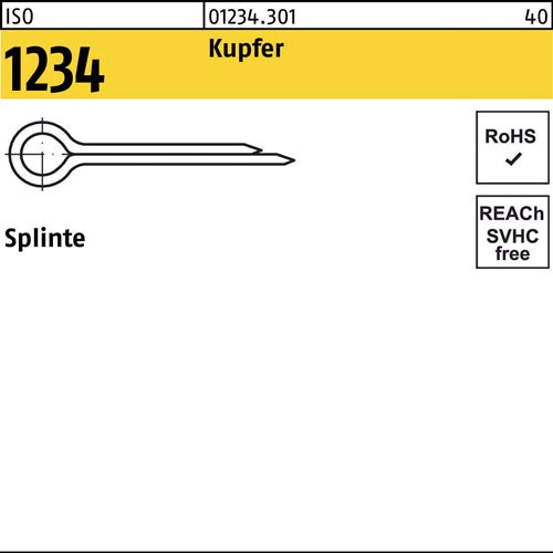 Splinte ISO 1234 4 x 63 Kupfür 100 Stück