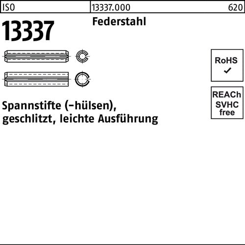 Spannstifthülse ISO 13337 geschlitzt 21x 40 Federstahl leichte Ausf 25 Stück - VPE: 25
