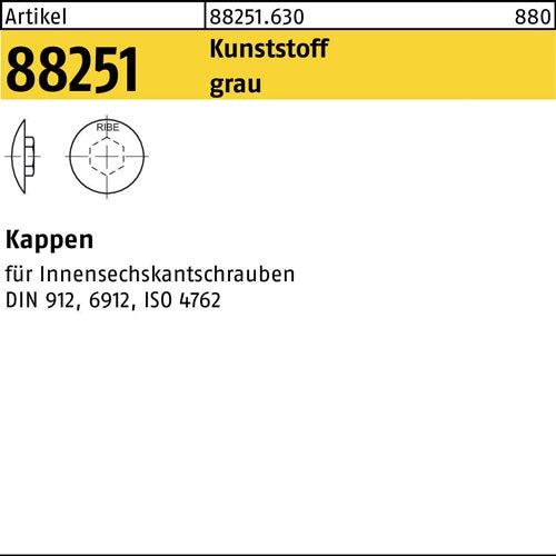Kappe R 88251 fInnen-6kt 4 M5 Ku grau 500 Stück - VPE: 500