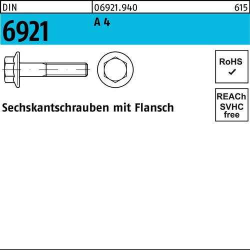 Sechskantschraube DIN 6921 Flansch M5x 10 A 4 200 Stück - VPE: 200