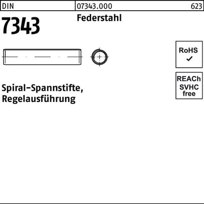 Spiralspannstift DIN 7343 10x 50 Federstahl Regelausf 250 Stück - VPE: 250