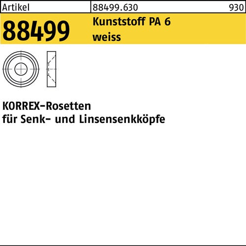 Rosette R 88499 KORREX 806 - M6x46 Polyamid 6 weiß 100 Stück DUBO - VPE: 100