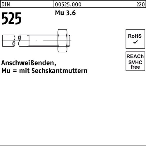 Anschweißende DIN 525 mSechskantmutter M 36 x 310/125 Mu 36 1 Stück