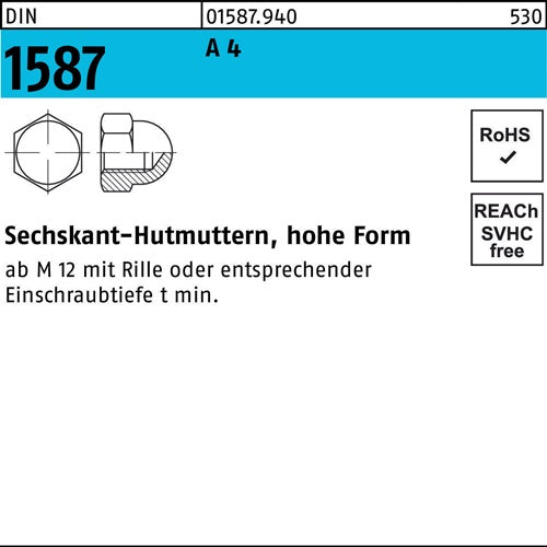 Sechskanthutmutter DIN 1587 M 8 A 4 500 Stück