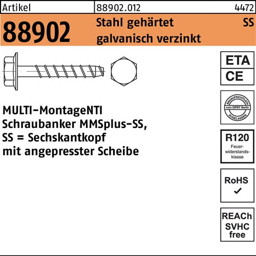 Schraubanker R 88902 MMSplus-SS 75x40/5 Stahl gehärtet galvverz 100St HECO - VPE: 100