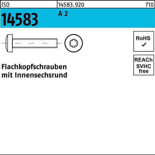 Flachkopfschraube ISO 14583 ISR M6x 8 A 2 200 Stück - VPE: 200