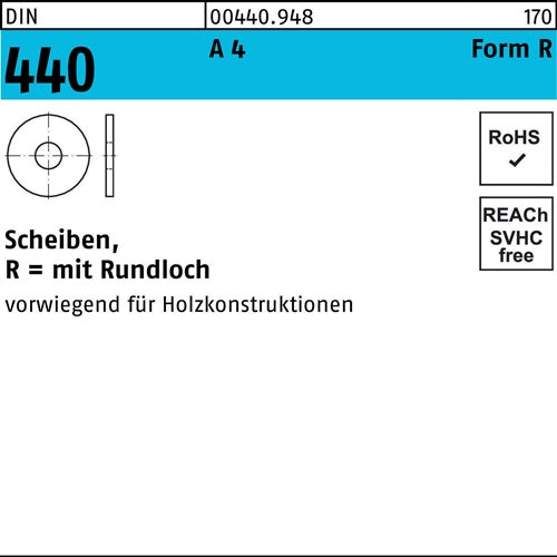 Scheibe DIN 440/ISO 7094 Form R R 11 x 34 x 3 A 4 50 Stück