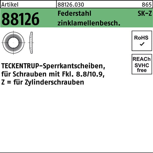 Sperrkantscheibe R 88126 Z 12x183x18 Federst zinklamellenb 100St TECKENTRUP - VPE: 100