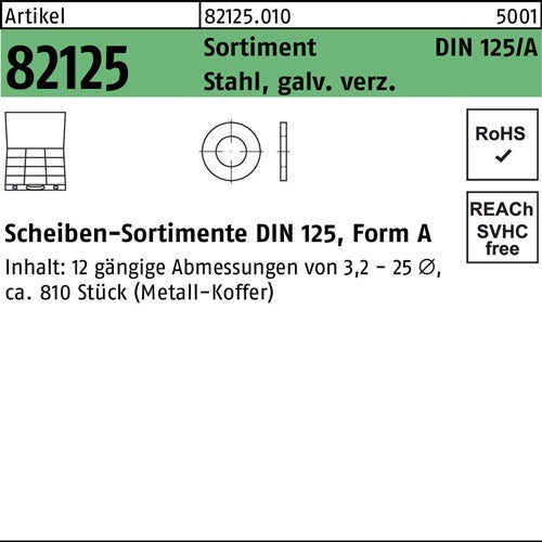 Scheibensortiment DIN 125 810tlg Stahl galvverz 1 Stück