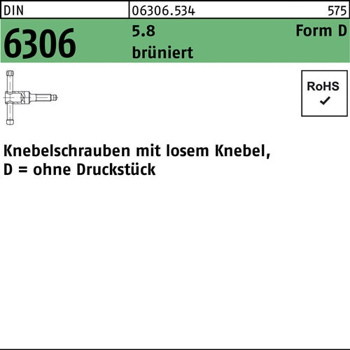 Knebelschraube DIN 6306 losen Knebel DM 16x 55 58 brüniert 1 Stück