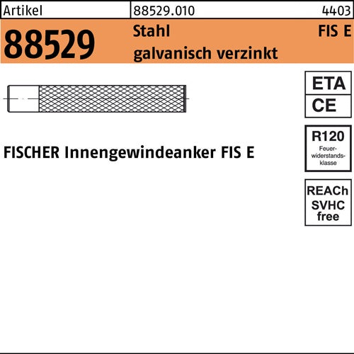 Innengewindeanker R 88529 FIS E11x85 M6 Stahl galvverz 10St FISCHER - VPE: 10