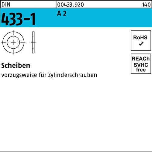 Scheibe DIN 433-1 84 x15 x16 A 2 1000 Stück