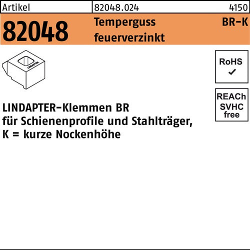 Klemme R 82048 GTW 40 BR 16/60 Temperguss feuerverz 1 Stück LINDAPTER