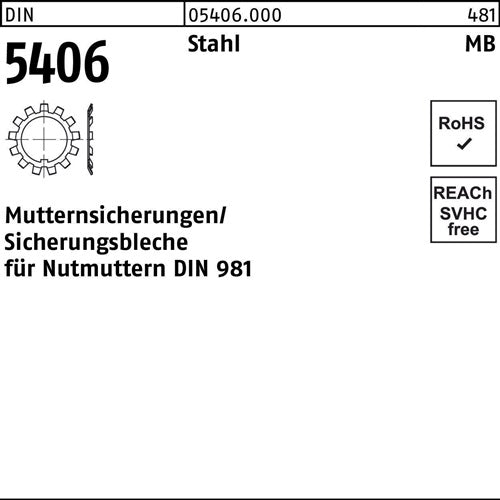 Sicherungsblech DIN 5406 MB 29/M145x2 Stahl fDIN 981 5 Stück - VPE: 5