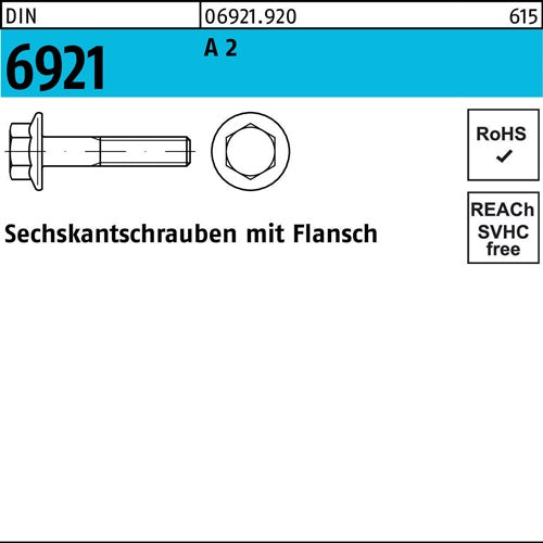 Sechskantschraube DIN 6921 Flansch M6x 40 A 2 200 Stück - VPE: 200