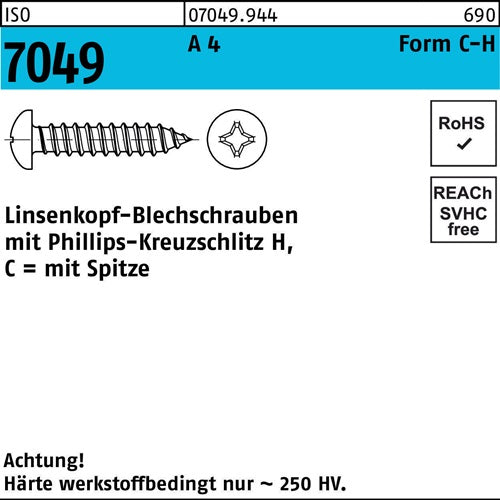 Blechschraube ISO 7049 LIKO Spitze/PH C 42x 25-H A 4 500 Stück - VPE: 500