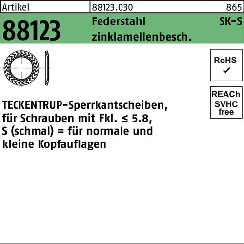 Sperrkantscheibe R 88123 S 12x2425x16 Federst zinklamellenb 500St TECKENTRUP - VPE: 500