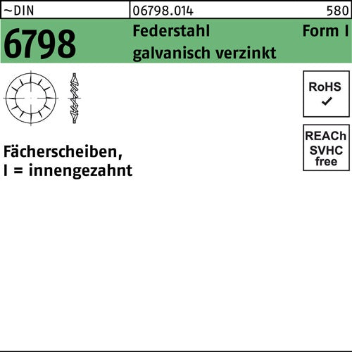 Fächerscheibe DIN 6798 FormI innengezahnt I 84 Federstahl galvverz 250St - VPE: 250