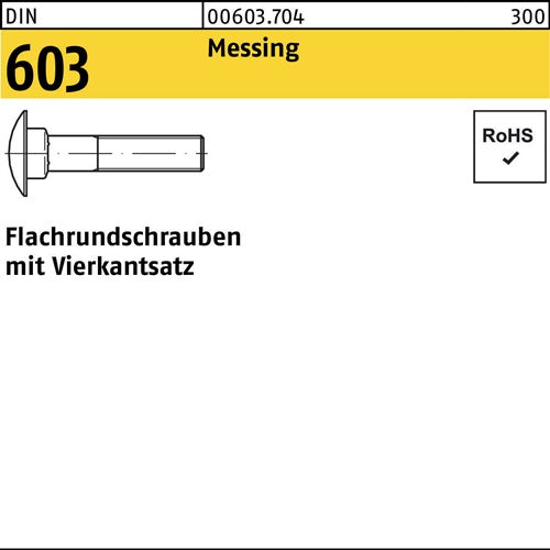 Flachrundschraube DIN 603 mVierkantansatz M 5 x 35 Messing 100 Stück