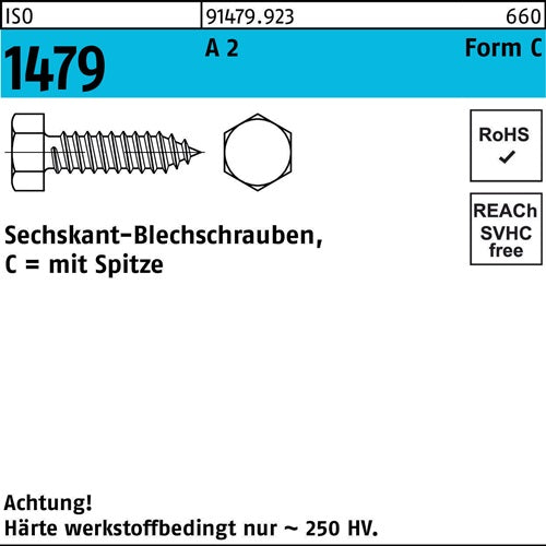 Blechschraube ISO 1479 Spitze/6-kt C 55x 16 A 2 500 Stück - VPE: 500