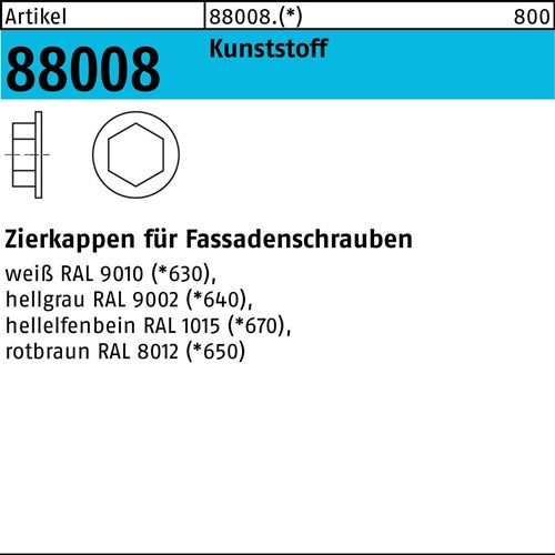 Zierkappe R 88008 F SW 3/8 Ku rotbraun 200 Stück - VPE: 200
