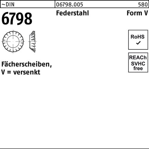Fächerscheibe DIN 6798 FormV versenkt V 64 Federstahl 2000 Stück - VPE: 2000