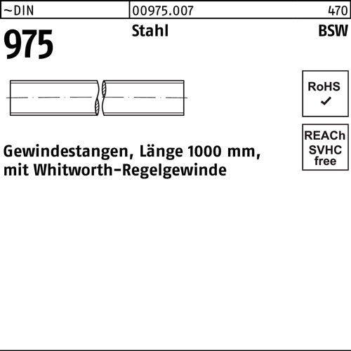 Gewindestange DIN 975 WW 7/8 x 1000mm Stahl 1 Stück