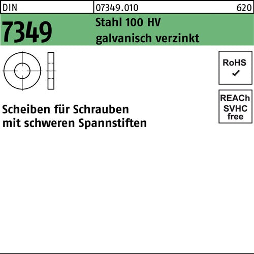Scheibe DIN 7349 23x50x 8 Stahl 100HV galvverz 25 Stück - VPE: 25