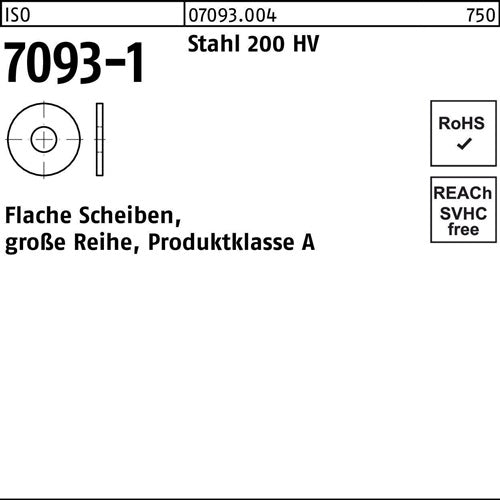 Unterlegscheibe ISO 7093-1 24 Stahl 200 HV 50 Stück - VPE: 50