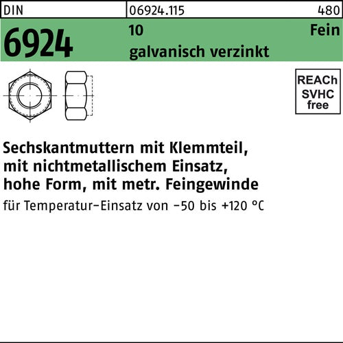 Sechskantmutter DIN 6924 Klemmteil M24x 2 10 galvverz 25 Stück - VPE: 25