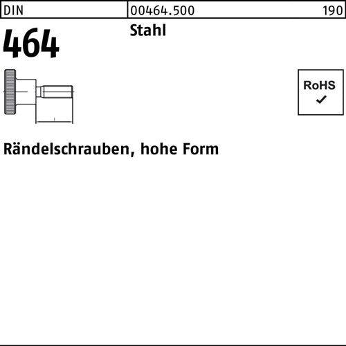 Rändelschraube DIN 464 hohe Form M 6 x 40 Stahl Stahl 25 Stück