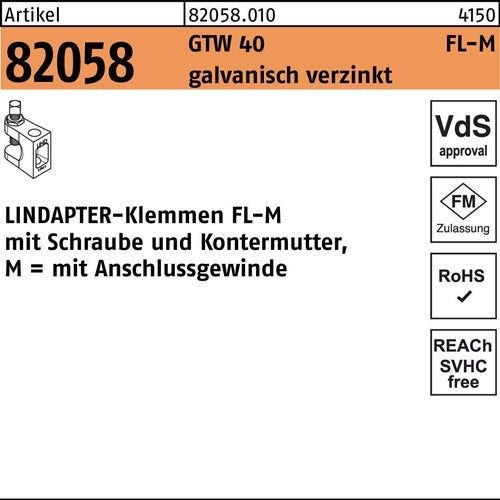 Klemme R 82058 GTW 40 FL 3 M12 galvverz 1 Stück LINDAPTER