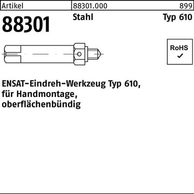 Eindrehwerkzeug R 88301 Typ 610 M10 Stahl 1 Stück ENSAT