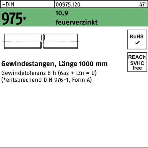 Gewindestange DIN 975 M 16 x 1000mm 109 feuerverzinkt 1 Stück