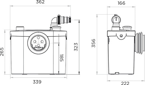 SFA WC-Kleinhebeanlage SaniBroy Pro UP weiß SFA – Ansicht 6