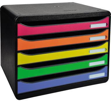 Schubladenbox Exacompta BIG-BOX plus quer 5 Schubladen DIN A4 Überbreite Polystyrol Gehäusefarbe: schwarz Farbe der