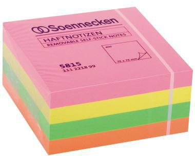 Haftnotizwürfel Soennecken 75 x 75 mm (B x H) neonfarben 400 Bl SOENNECKEN