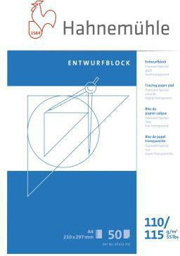 Skizzenblock Hahnemühle Diamant Spezial DIN A4 110/115g/m² hochtransparent 50 Bl HAHNEMÜHLE