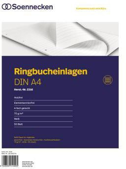 Ringbucheinlage Soennecken DIN A4 liniert 70g/m² 4fach Lochung weiß 50 Bl/Pack SOENNECKEN