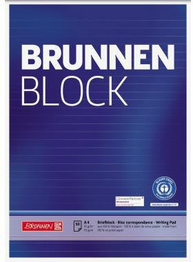 Briefblock BRUNNEN Recycling DIN A4 liniert 70g/m² blau extraweiß 50 Bl BRUNNEN