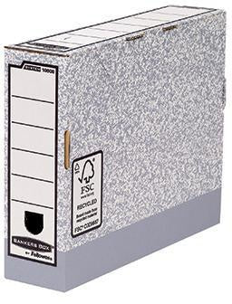 Archivschachtel Bankers Box® System 85 x 265 x 327 cm (B x H x T) DIN A4 mit Archivdruck Karton 100 % recycelt grau/weiß