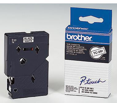 Schriftbandkassette Brother P-touch TC-291 9 mm x 77 m (B x L) weiß schwarz BROTHER