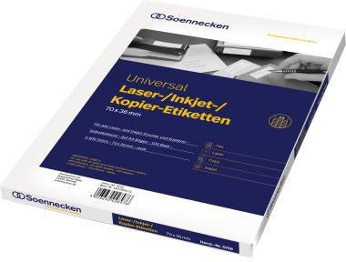 Universaletikett Soennecken 70 x 36 mm (B x H) nicht wieder ablösbar weiß 2400 Etik/Pack SOENNECKEN
