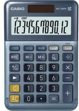 Tischrechner CASIO® MS-120EM 101 x 28 x 149 mm (B x H x T) Solar-Energie Batterie silber/grau CASIO